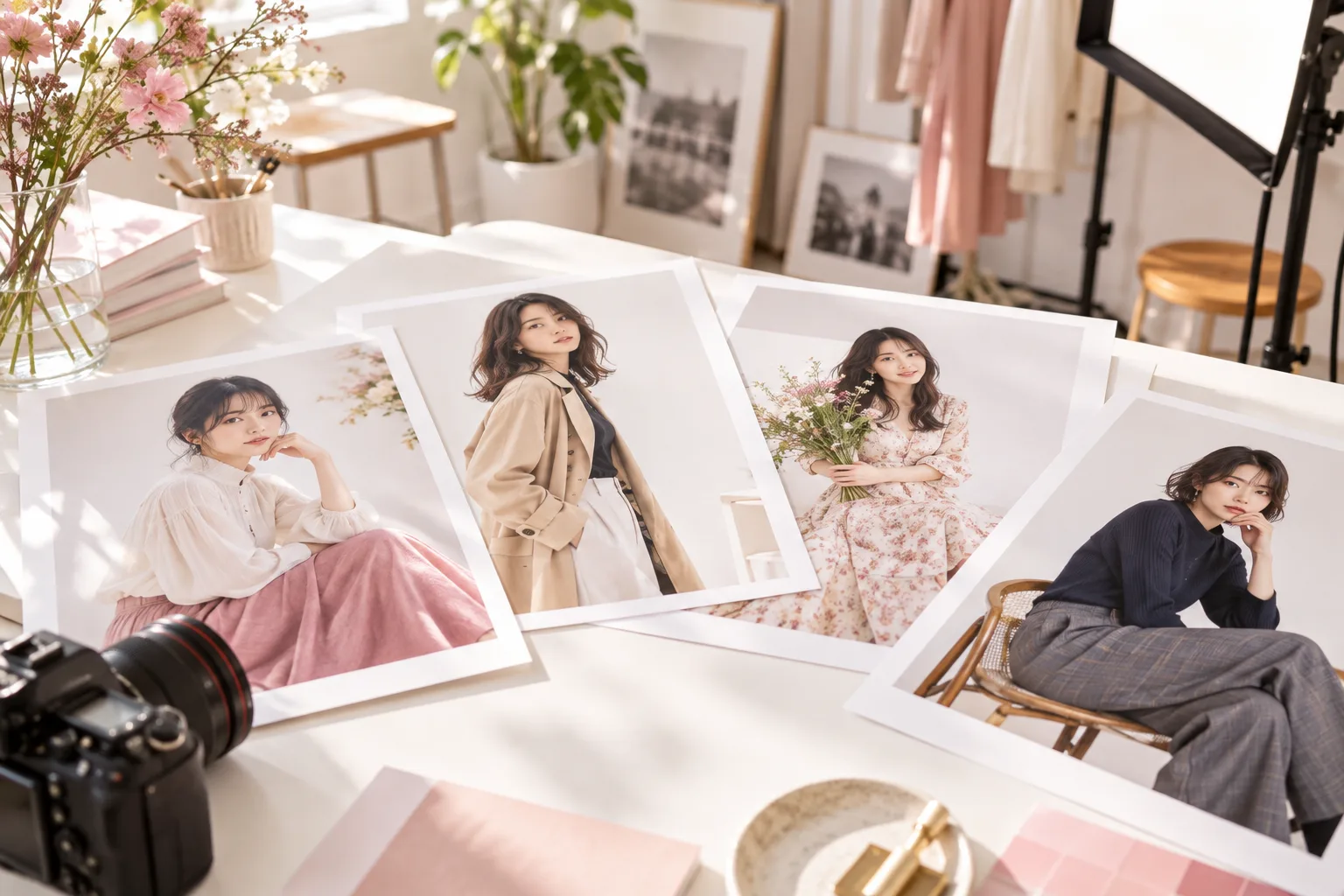 A collection of fashion photography prints